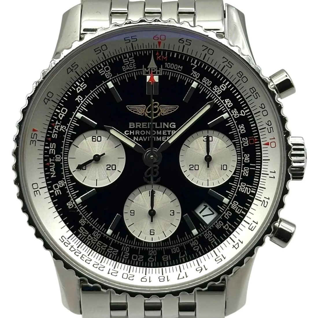 BREITLING NAVITIMER BLACK: Breitling Navitimer Black Brand: BREITLING Type: Wrist watch Material: Stainless steel Color: Dial Color Black Size: [ Case size ] 42mm / Case thickness: 14.2mm [ Arm circumference size ]