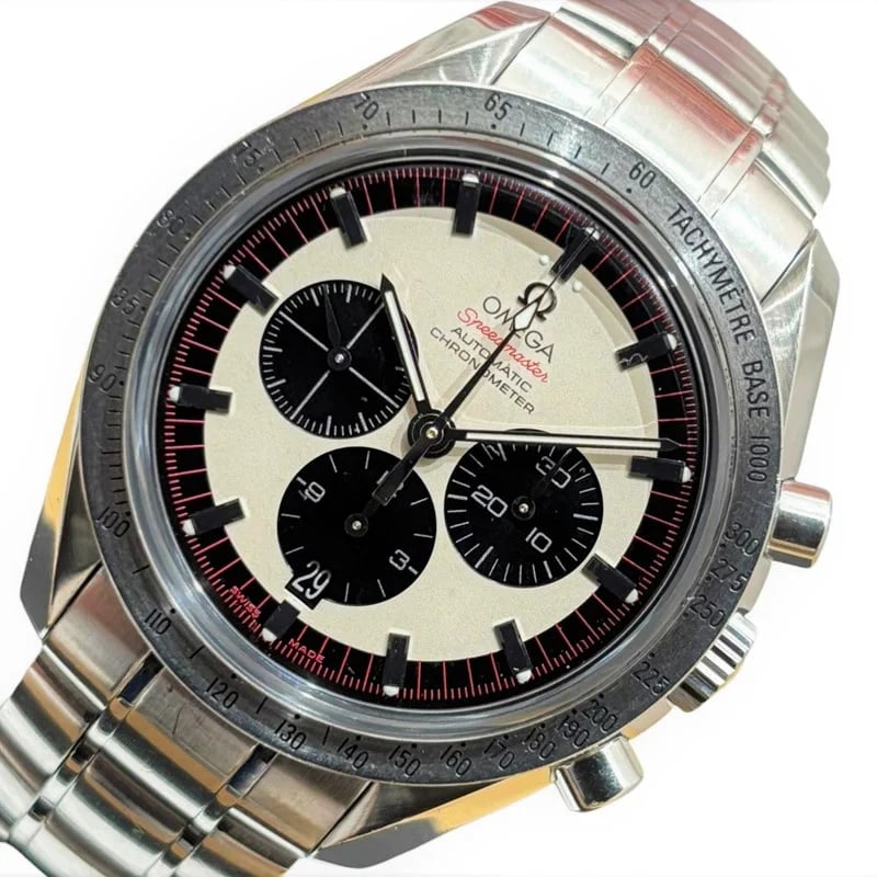 OMEGA SPEEDMASTER MICHAEL SCHUMACHER IVORY: Omega Speedmaster Michael Schumacher Ivory Brand: OMEGA Type: Wrist watch Material: Stainless steel Color: Dial Color Ivory Size: [ Case size ] 40mm / Case shape: Round face / Case thickness:
