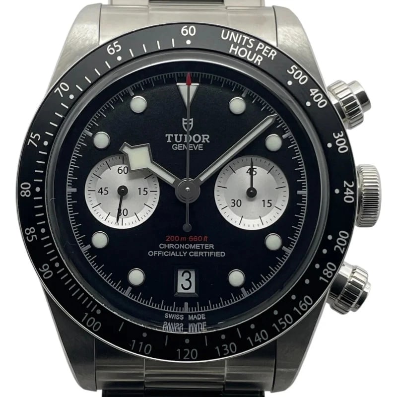 TUDOR BLACK CHRONO BLACK: Tudor Black Chrono Black Brand: TUDOR Type: Wrist watch Material: SS Color: Dial Color Black Size: [ Case size ] 41mm / Case shape: Round face / Case thickness: 15mm [ Arm circumference size ]
