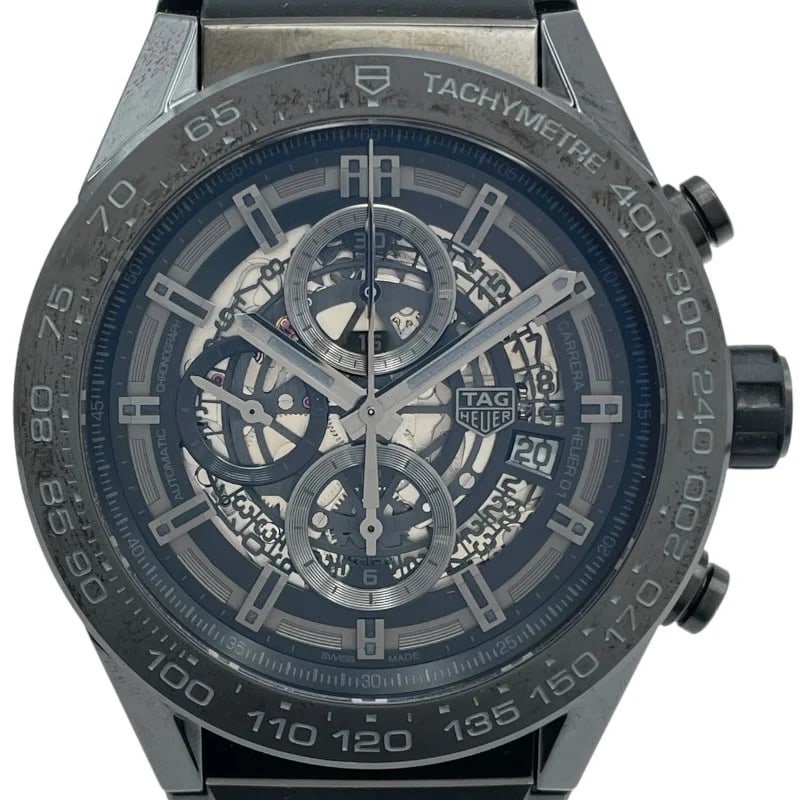 TAG HEUER CARRERA CALIBRE CHRONOGRAPH GREY CERAMIC: Tag Heuer Carrera Calibre Chronograph Grey Ceramic Brand: TAG HEUER Type: Wrist watch Material: ceramic Color: Dial Color Gray Size: [ Case size ] 45mm / Case shape: Round face / Case thickness: 1
