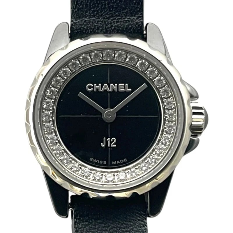 CHANEL J12 BLACK WATCH: Chanel J12 Black WATCH Brand: CHANEL Type: Wrist watch Material: SS Color: Dial Color Black Size: [ Case size ] 19mm / Case thickness: 7.8mm Accessories: None Accessories Notice: When
