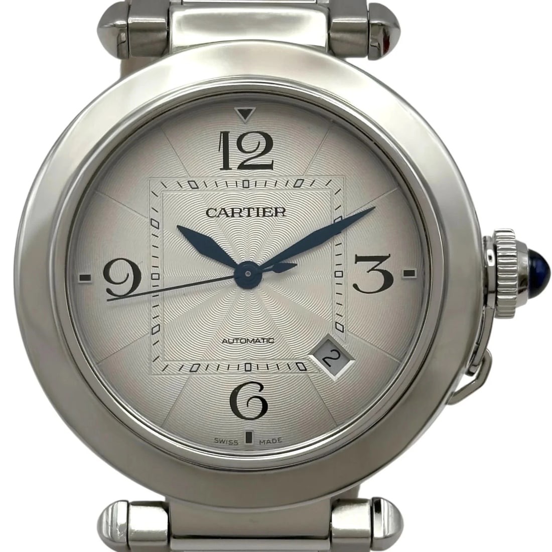 CARTIER PASHA SILVER: Cartier Pasha Silver Brand: Cartier Type: Wrist watch Material: Stainless steel Color: Dial Color Silver Size: [ Case size ] 41mm / Case thickness: 9.5mm [ Arm circumference size ] 17cm Accessori