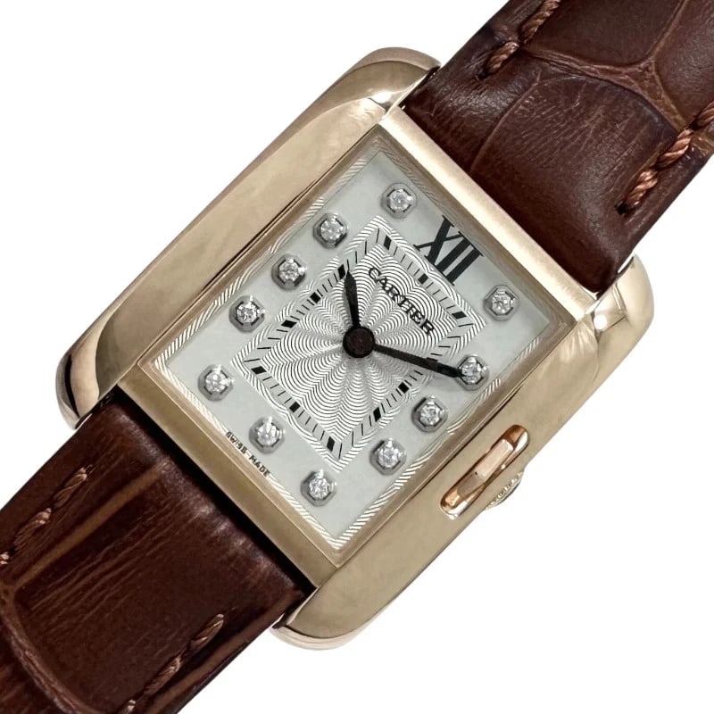 CARTIER TANK K18PG LEATHER WATCH: Cartier Tank K18PG Leather WATCH Brand: Cartier Type: Wrist watch Material: K18PG/Leather strap (new, aftermarket) Color: Dial Color Silver Size: [ Case size ] 30mm [ Arm circumference size ]
