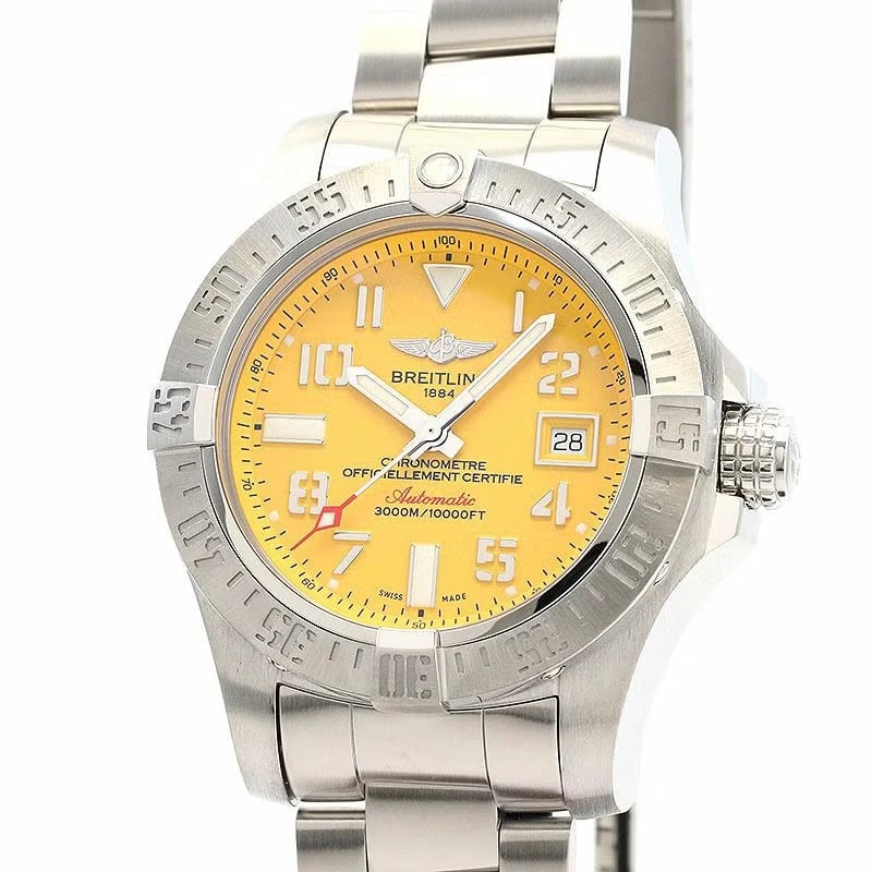 BREITLING COBRA YELLOW WATCH: Breitling Cobra Yellow WATCH Brand: BREITLING Type: Wrist watch Material: ss Color: Dial Color Cobra Yellow Size: [ Case size ] 45mm [ Arm circumference size ] 21cm Accessories: None Acces
