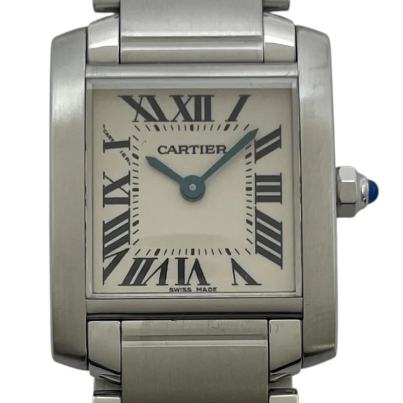 CARTIER TANK FRANÇAISE WHITE WATCH: Cartier Tank Française White WATCH Brand: Cartier Type: Wrist watch Material: SS Color: Dial Color White Size: [ Case size ] / Case shape: Square face / Case width: 20.3mm / Case height: 25mm / C