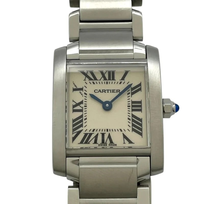 CARTIER TANK FRANÇAISE IVORY: Cartier Tank Française Ivory Brand: Cartier Type: Wrist watch Material: SS Color: Dial Color Ivory Size: [ Case size ] / Case shape: Rectangular face / Case width: 20.3mm / Case height: 24.8mm /