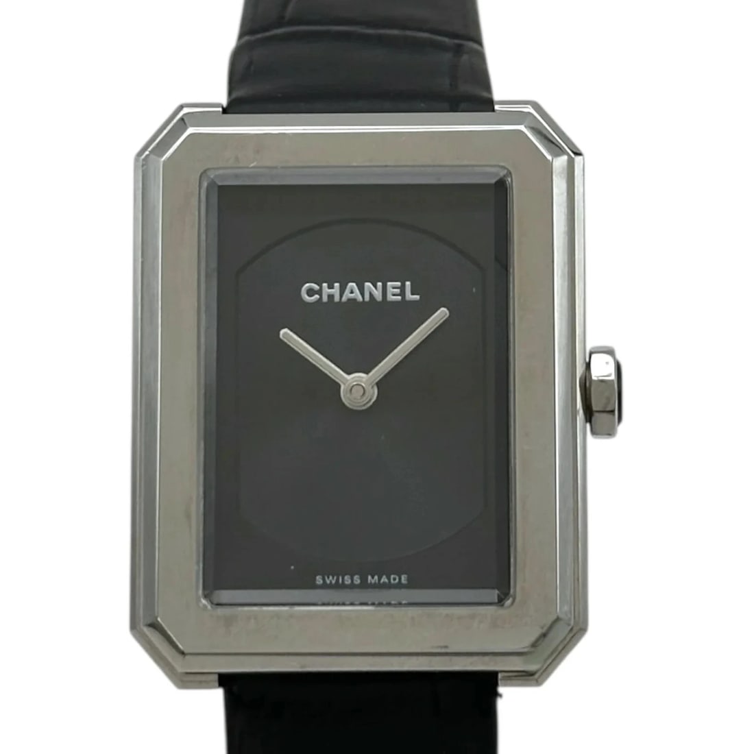 CHANEL BLACK WATCH: Chanel Black WATCH Brand: CHANEL Type: Wrist watch Material: Stainless steel Color: Dial Color Black Size: [ Case size ] / Case width: 26.5mm / Case height: 32.3mm / Case thickness: 8.1mm 