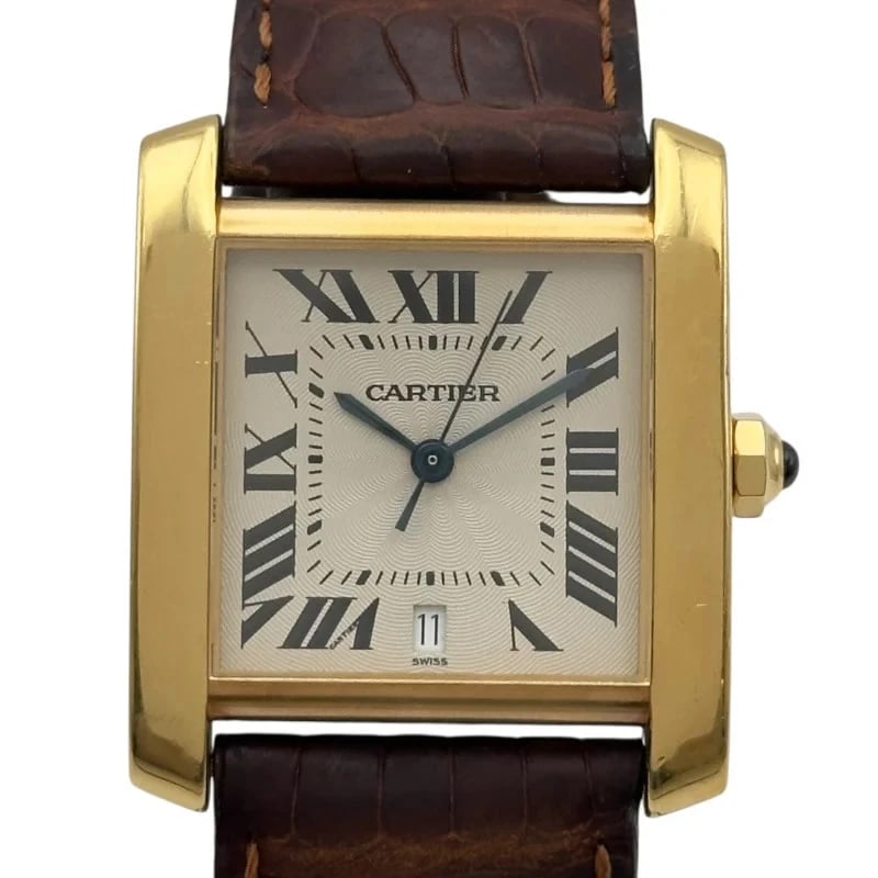 CARTIER TANK FRANÇAISE IVORY GOLD WATCH: Cartier Tank Française Ivory Gold WATCH Brand: Cartier Type: Wrist watch Material: Gold Color: Dial Color Ivory Size: [ Case size ] / Case width: 28mm / Case height: 32mm / Case thickness: