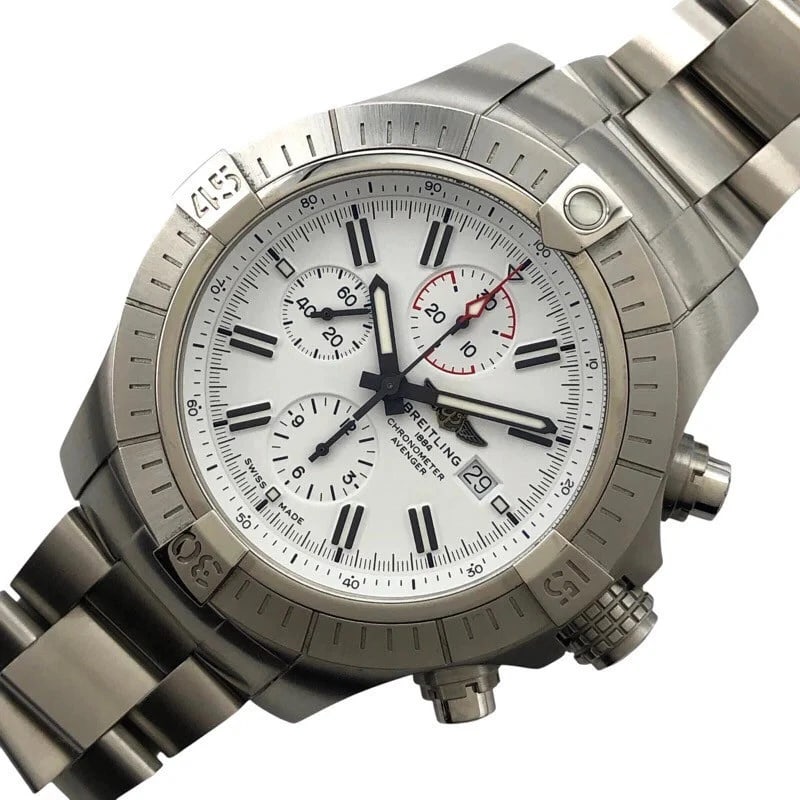 BREITLING SUPER AVENGER CHRONOGRAPH WATCH: Breitling Super Avenger Chronograph WATCH Brand: BREITLING Type: Wrist watch Material: SS Color: Dial Color White Size: [ Case size ] 48mm [ Arm circumference size ] 19cm Accessories: None
