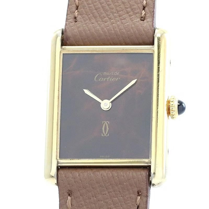 CARTIER MUST TANK WATCH: Cartier Must Tank WATCH Brand: CARTIER Type: Wrist watch Material: gold plated Color: Dial Color brown Size: [ Case size ] 30×23mm Accessories: None Accessories Notice: When purchasing pre