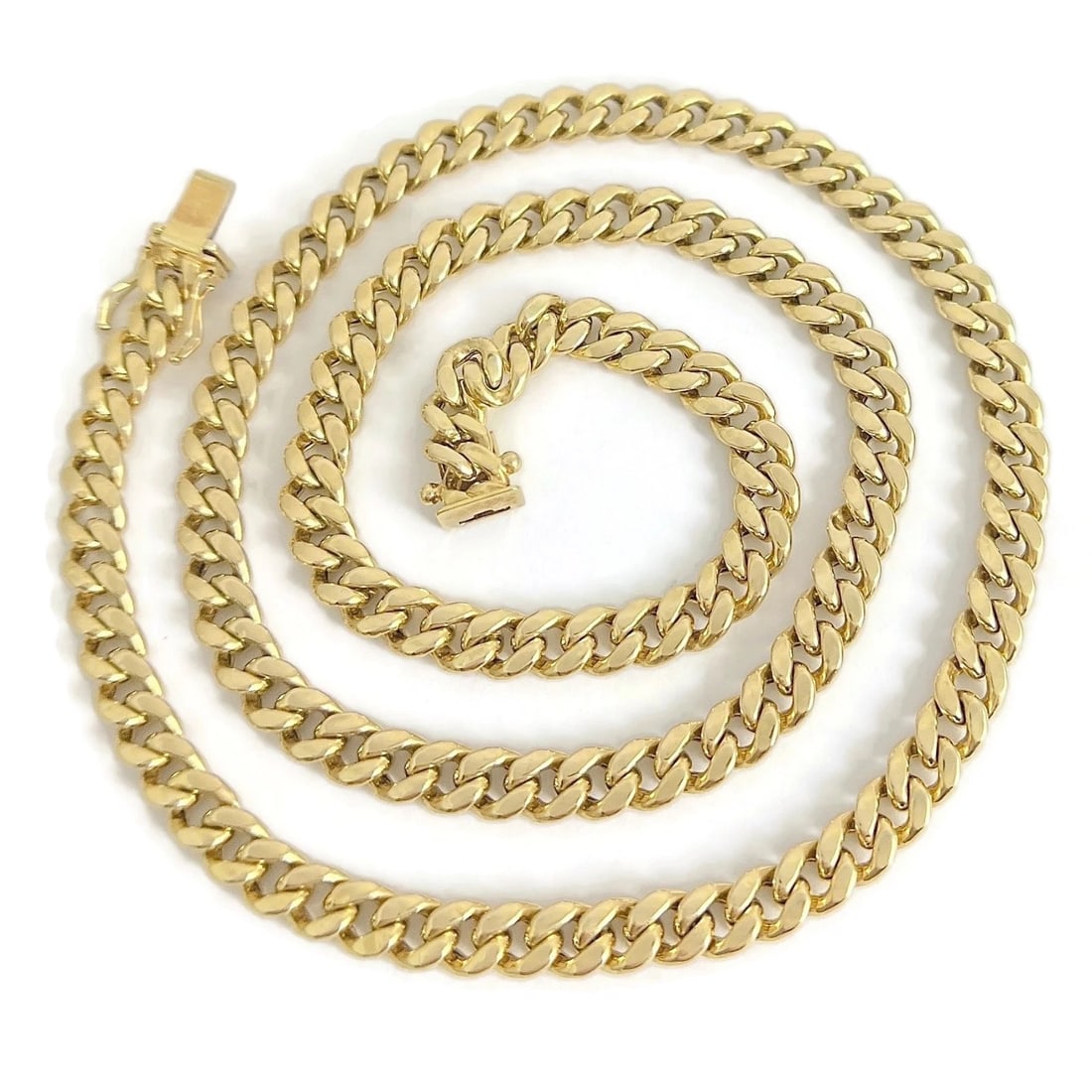 LONG CURB CUBAN CHAIN NECKLACE 14K YELLOW GOLD: Long Curb Cuban Chain Necklace 14K Yellow Gold Brand: Unbranded Type: Necklace Material: 14K yellow gold, Color: Gold Size: Length: 24.5 inch Width: 6.8 mm Accessories: None Accessories
