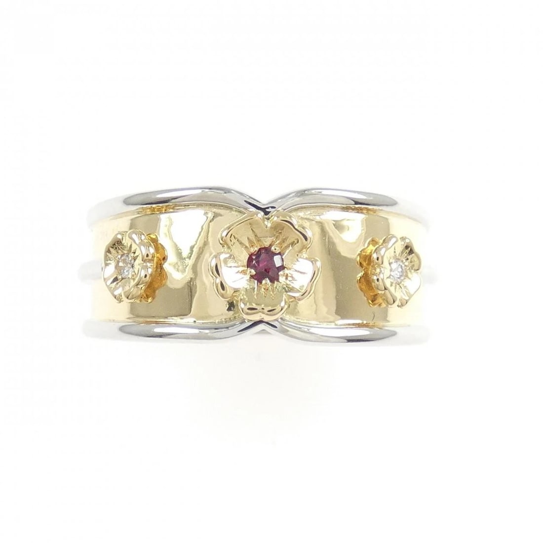 K18YG/PT900 FLOWER RUBY RING - 2