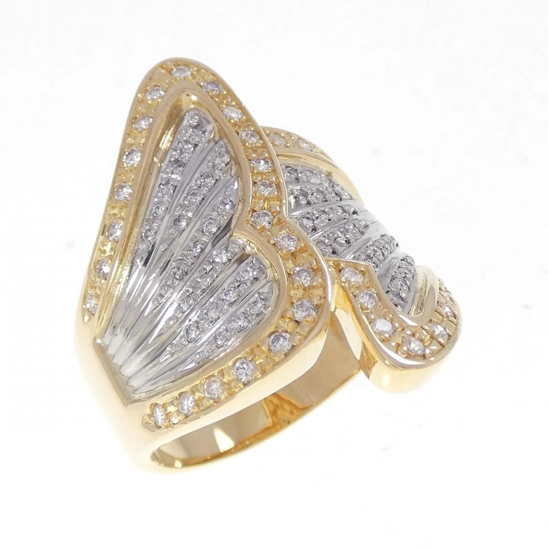 K18YG/PT900 DIAMOND RING: K18YG/PT900 Diamond Ring Brand: Unbranded Type: Diamond Ring Material: 18k yellow gold / Platinum 900, Color: yellow Size: US 8 3/4 Accessories: None Accessories Notice: When purchasing