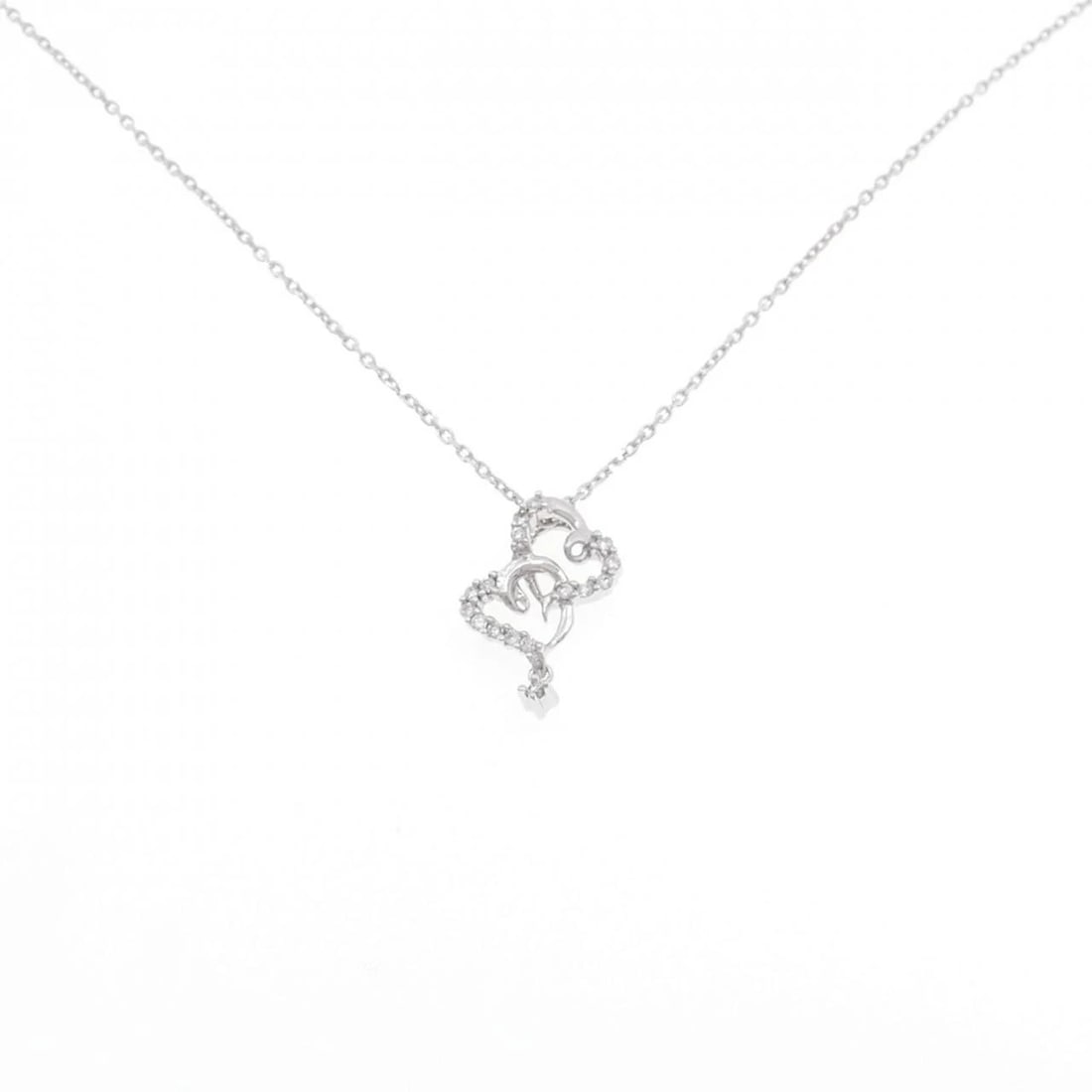 K18WG HEART DIAMOND NECKLACE: K18WG Heart Diamond Necklace Brand: Unbranded Type: Diamond Necklace Material: K18 white gold, Color: white Size: Actual size Pendant length approx. x width approx.: 17.3mmx8.4mm Chain maximum