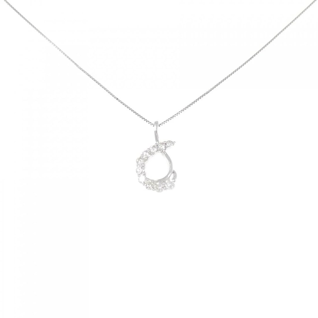 K18WG DIAMOND NECKLACE: K18WG Diamond Necklace Brand: Unbranded Type: Diamond Necklace Material: K18 white gold, Color: white Size: Actual size Pendant length approx. x width approx.: 18.6mmx10.5mm Chain maximum