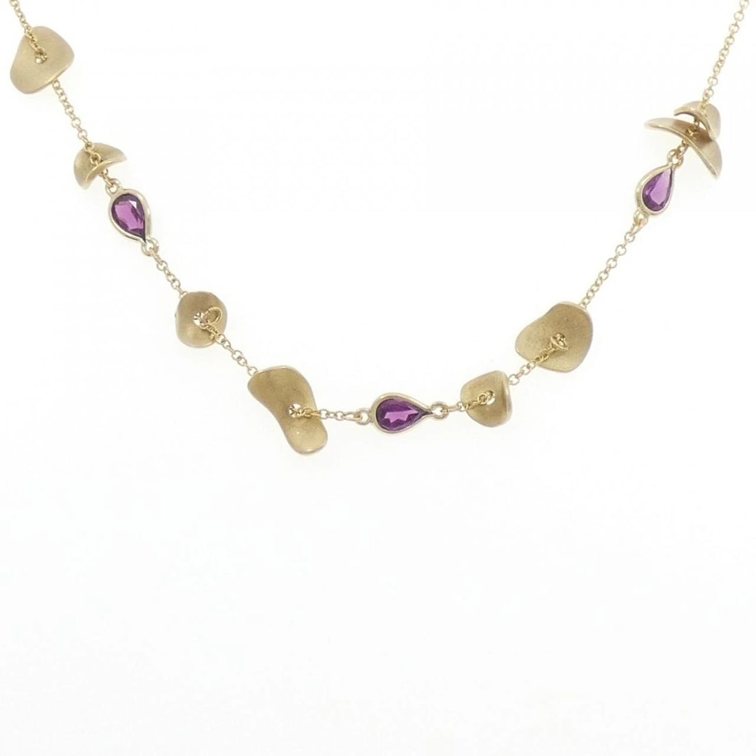 585YG GARNET NECKLACE: 585YG Garnet Necklace Brand: Unbranded Type: Garnet Necklace Material: 585 yellow gold, Color: yellow Size: Actual size Max width approx.: 10.9mm Chain maximum width approx.: 1.3mm 42cm Accessori