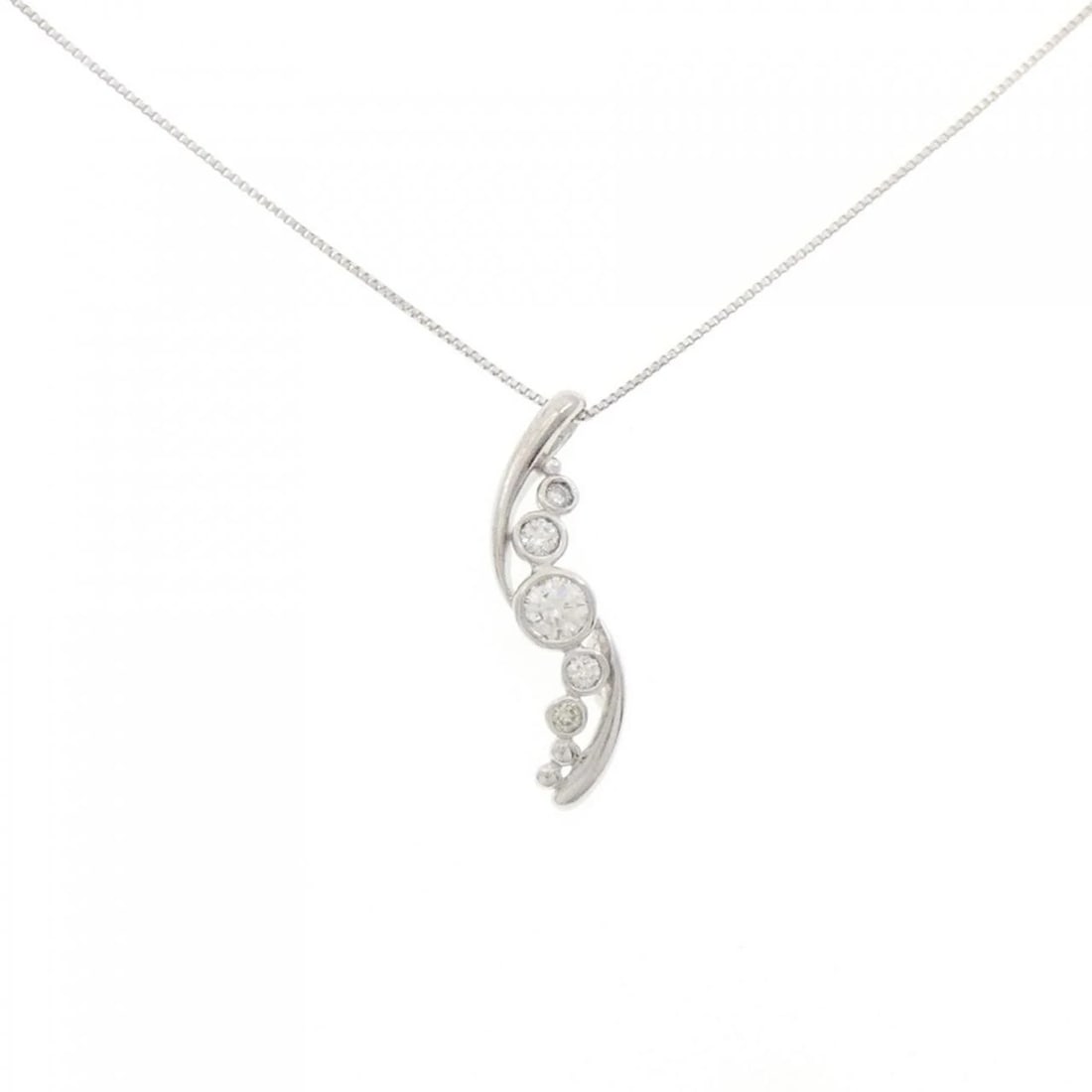 K18WG DIAMOND NECKLACE: K18WG Diamond Necklace Brand: Unbranded Type: Diamond Necklace Material: K18 white gold, Color: white Size: Actual size Pendant length approx. x width approx.: 23.2mmx7.7mm Chain maximum width