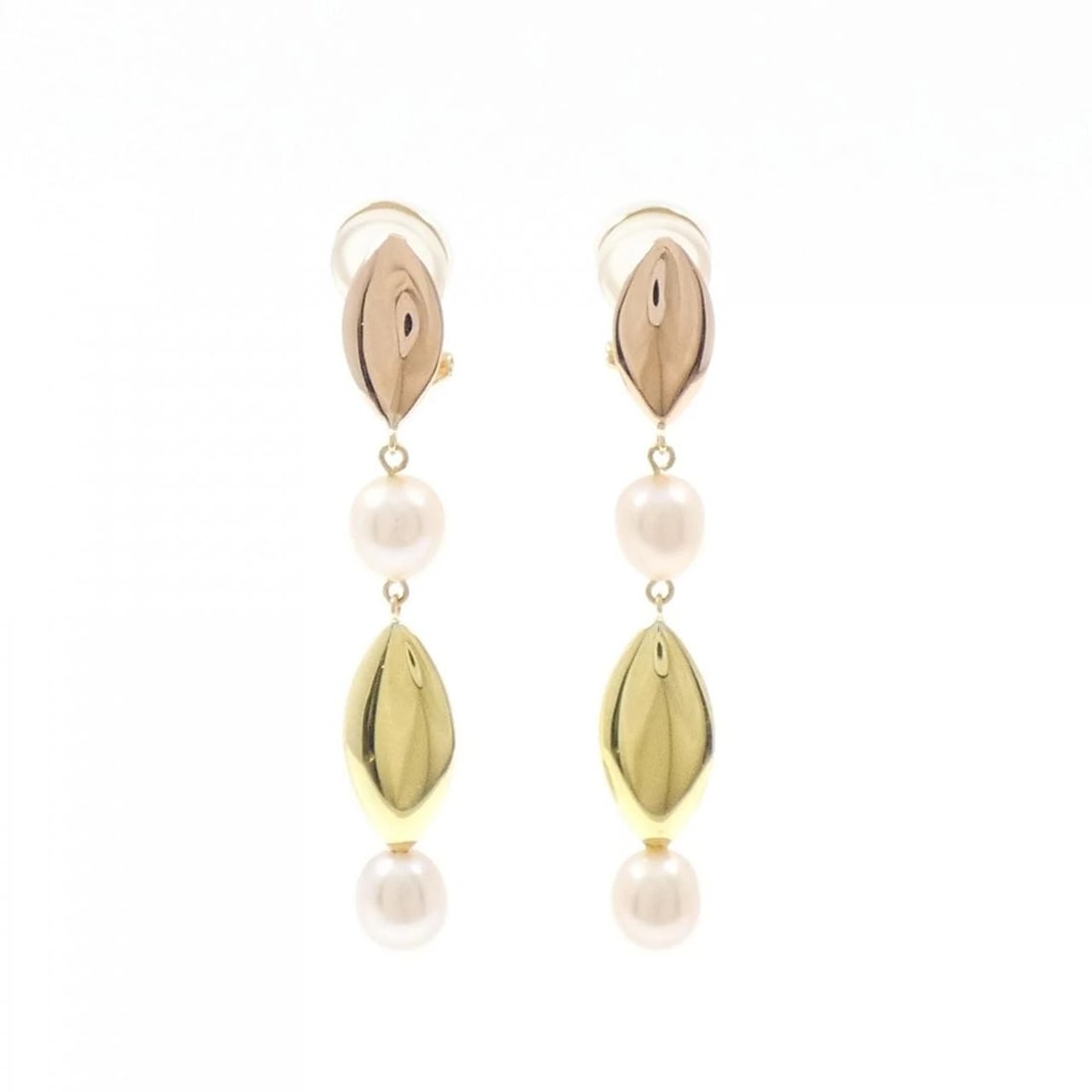 K18YG/K18PG FRESHWATER PEARL PIERCE: K18YG/K18PG Freshwater Pearl Pierce Brand: Unbranded Type: Freshwater Pearl Pierce/Earring Material: 18K Yellow Gold/18K Pink Gold, Color: yellow Size: Actual size Approx. height x width: