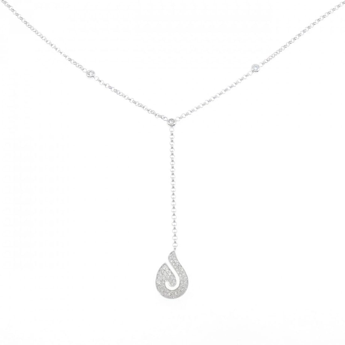 750WG DIAMOND NECKLACE: 750WG Diamond Necklace Brand: Unbranded Type: Diamond Necklace Material: 750 white gold, Color: white Size: Actual size Pendant length approx. x width approx.: 58.8mmx9.9mm Chain maximum width