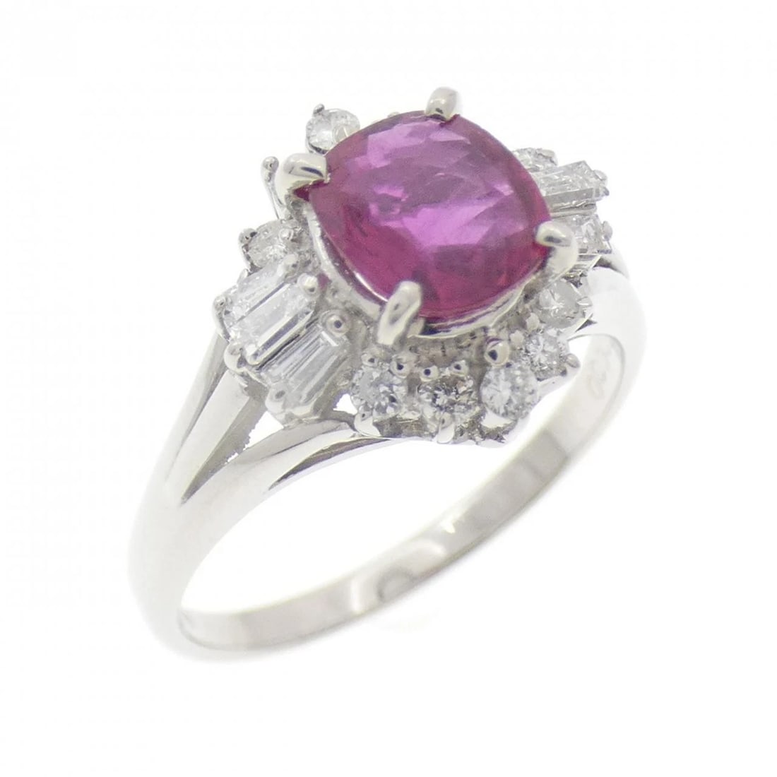 PT850 RUBY RING: PT850 Ruby Ring Brand: Unbranded Type: Ruby Ring Material: PT850, Main Stone/Creation Ruby Color: platinum Size: US 6 Accessories: None Accessories Notice: When purchasing pre-owned goods,