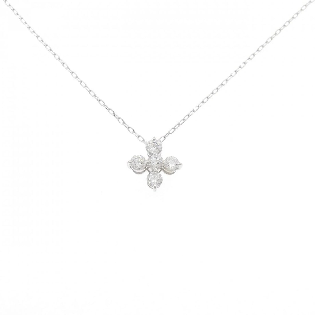K18WG FLOWER DIAMOND NECKLACE: K18WG Flower Diamond Necklace Brand: Unbranded Type: Diamond Necklace Material: K18WG, Color: white Size: Actual Size Pendant length x width: 10.3mm x 10.1mm 45cm Accessories: None
