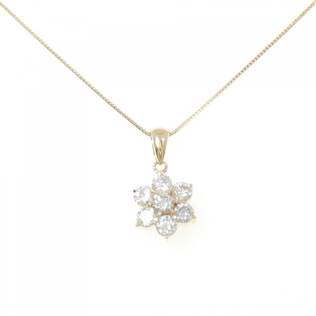 K18YG FLOWER DIAMOND NECKLACE: K18YG Flower Diamond Necklace Brand: Unbranded Type: Diamond Necklace Material: K18YG, Color: yellow Size: Actual Size Pendant length approx. x width approx.: 17.2mmx8.8mm Chain maximum width