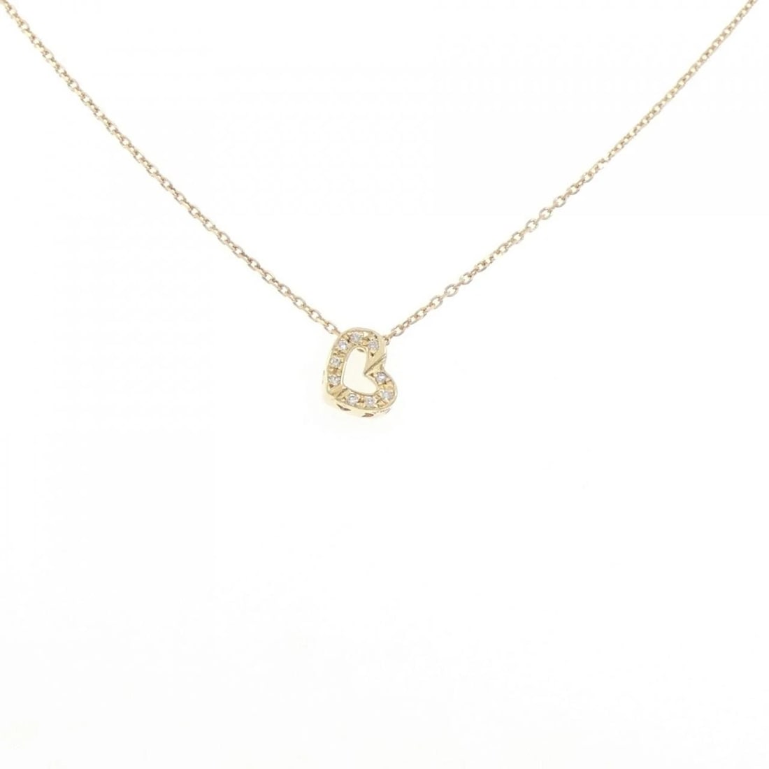 K18YG HEART DIAMOND NECKLACE: K18YG Heart Diamond Necklace Brand: Unbranded Type: Diamond Necklace Material: K18WG, Color: white Size: Actual Size Pendant length approx. x width approx.: 8.5mmx7.5mm Chain maximum width