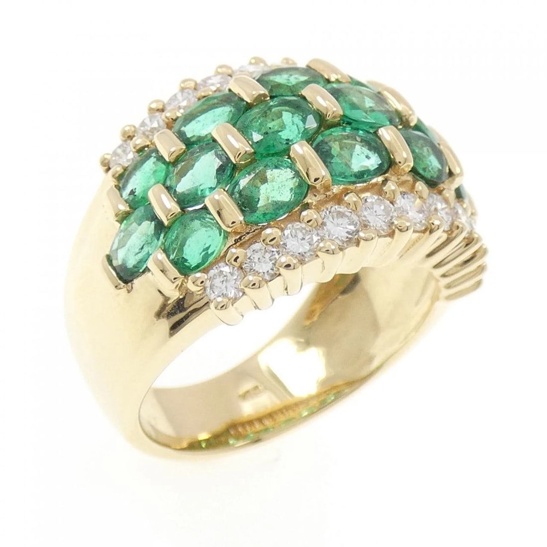 18K YELLOW GOLD EMERALD RING: 18K Yellow Gold Emerald Ring Brand: Unbranded Type: Emerald Ring Material: K18YG, Color: yellow Size: US 6 1/2 Accessories: None Accessories Notice: When purchasing pre-owned goods, please