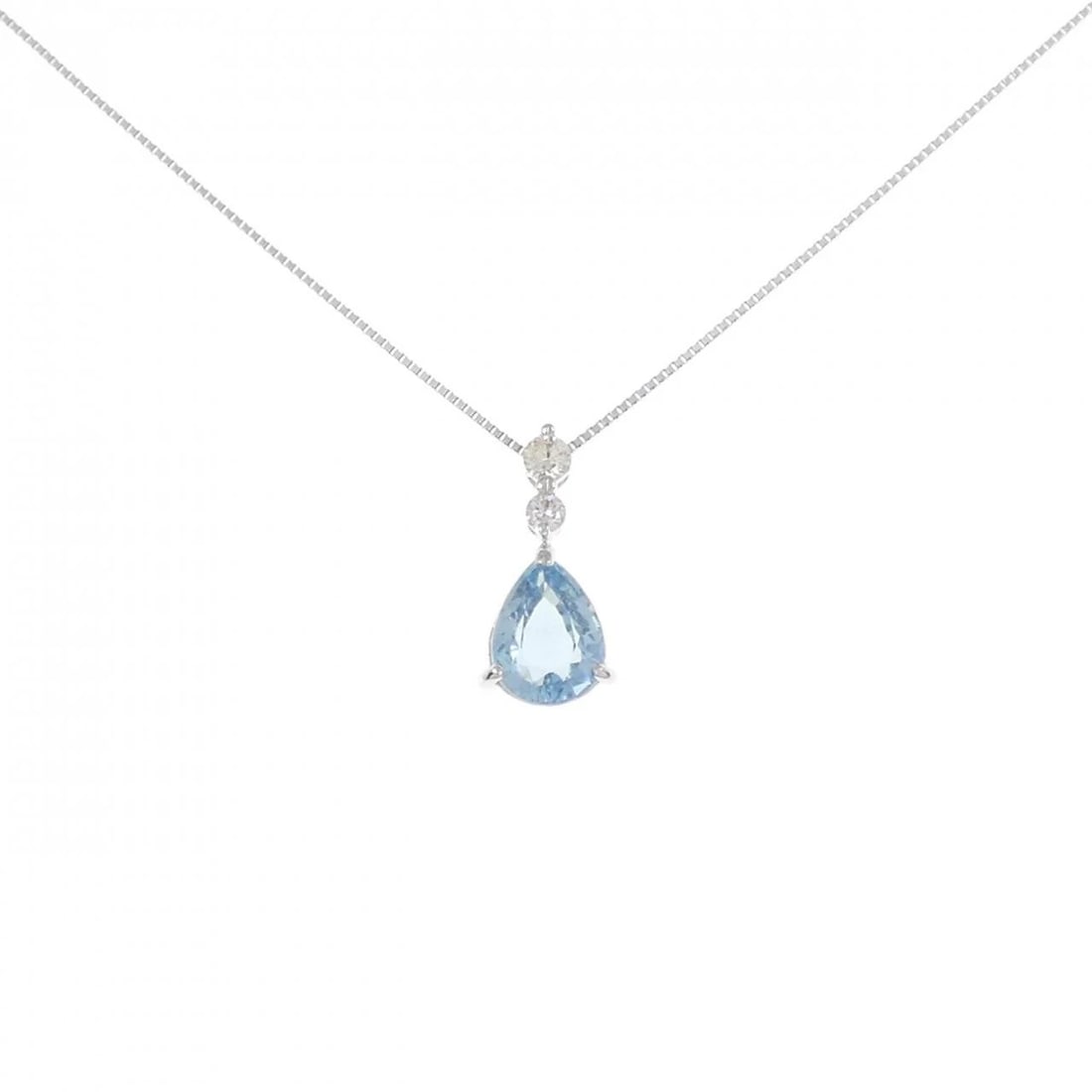 PT AQUAMARINE NECKLACE: PT Aquamarine Necklace Brand: Unbranded Type: Aquamarine Necklace Material: PT, Color: platinum Size: Actual Size Pendant length approx. x width approx.: 16.1mmx7.7mm Chain maximum width