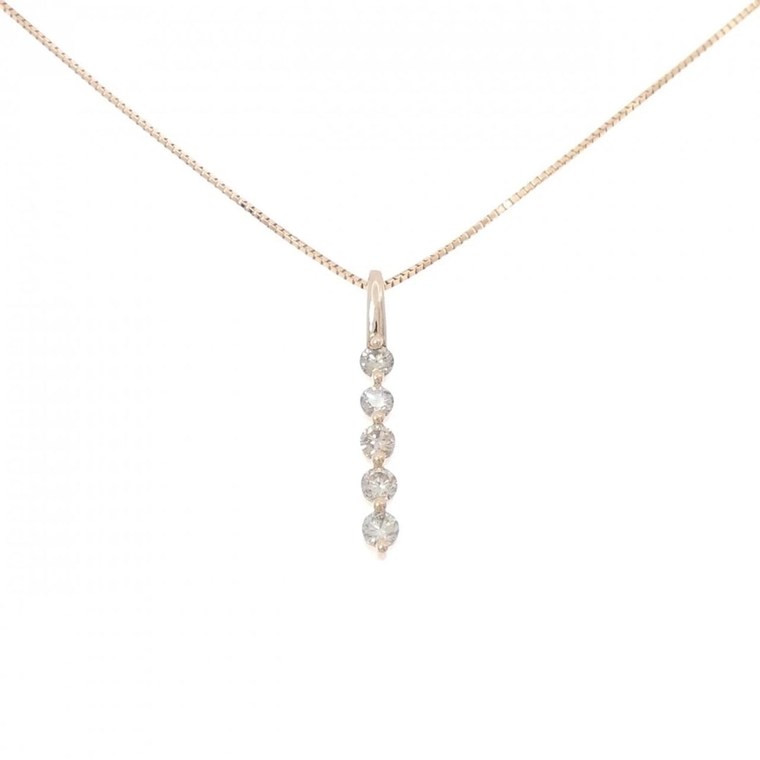 K18PG DIAMOND NECKLACE: K18PG Diamond Necklace Brand: Unbranded Type: Diamond Necklace Material: K18PG, Color: pink Size: Actual Size Pendant length approx. x width approx.: 21.8mmx2.5mm Chain maximum width approx.: