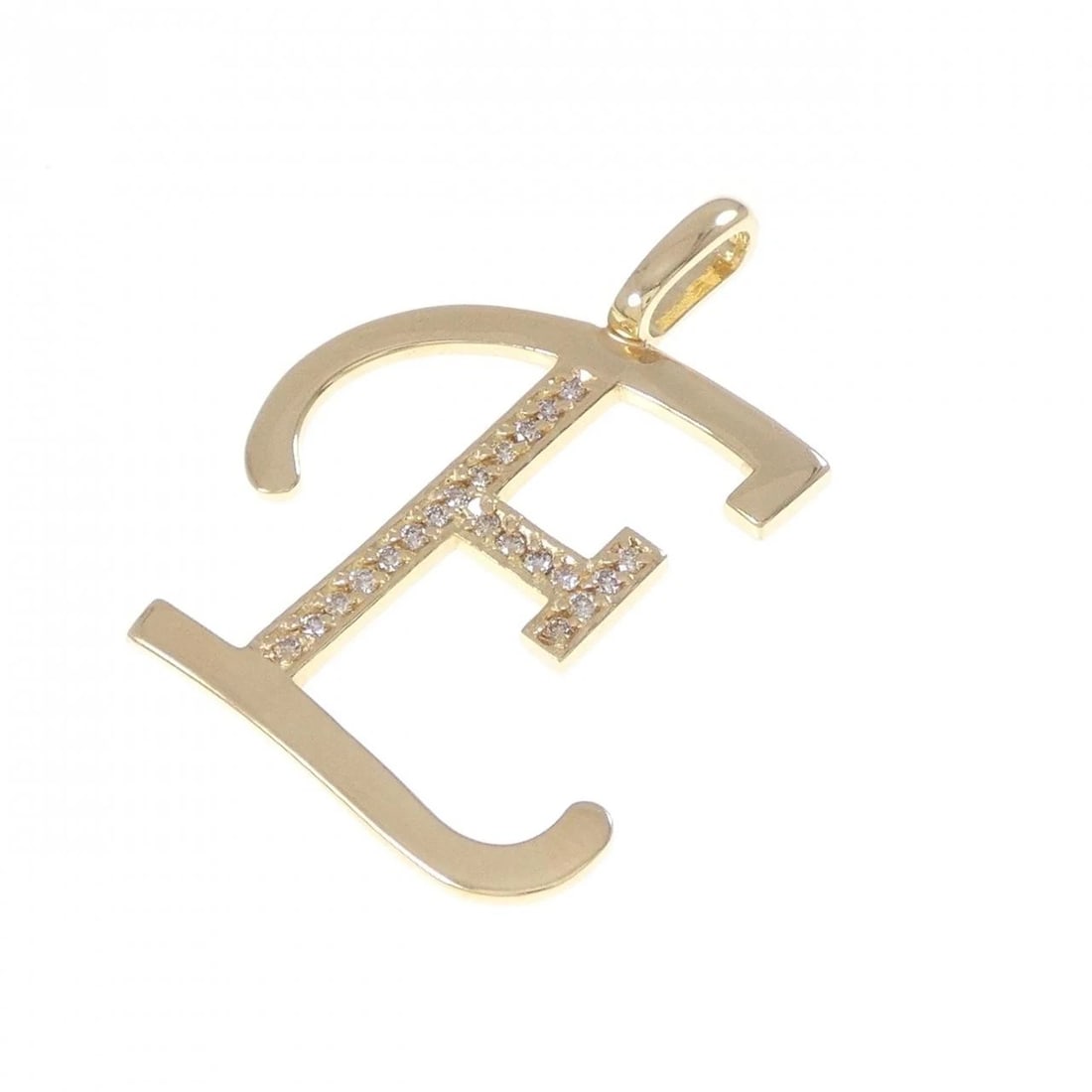 18K YELLOW GOLD INITIAL E DIAMOND PENDANT: 18K Yellow Gold Initial E Diamond Pendant Brand: Unbranded Type: Diamond Pendant/Brooch Material: K18YG, Color: yellow Size: Actual Size Approx. height x width: 30.1mm x 24.4mm Accessories: None