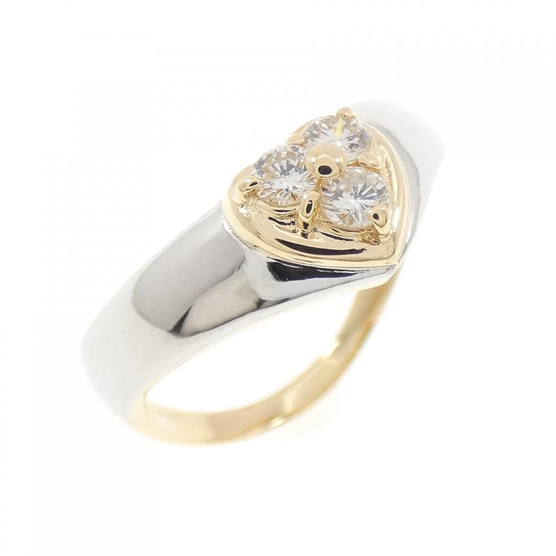 K18YG/PT900 HEART DIAMOND RING: K18YG/PT900 Heart Diamond Ring Brand: Unbranded Type: Diamond Ring Material: K18YG, Color: yellow Size: US 5 3/4 Accessories: None Accessories Notice: When purchasing pre-owned goods, please