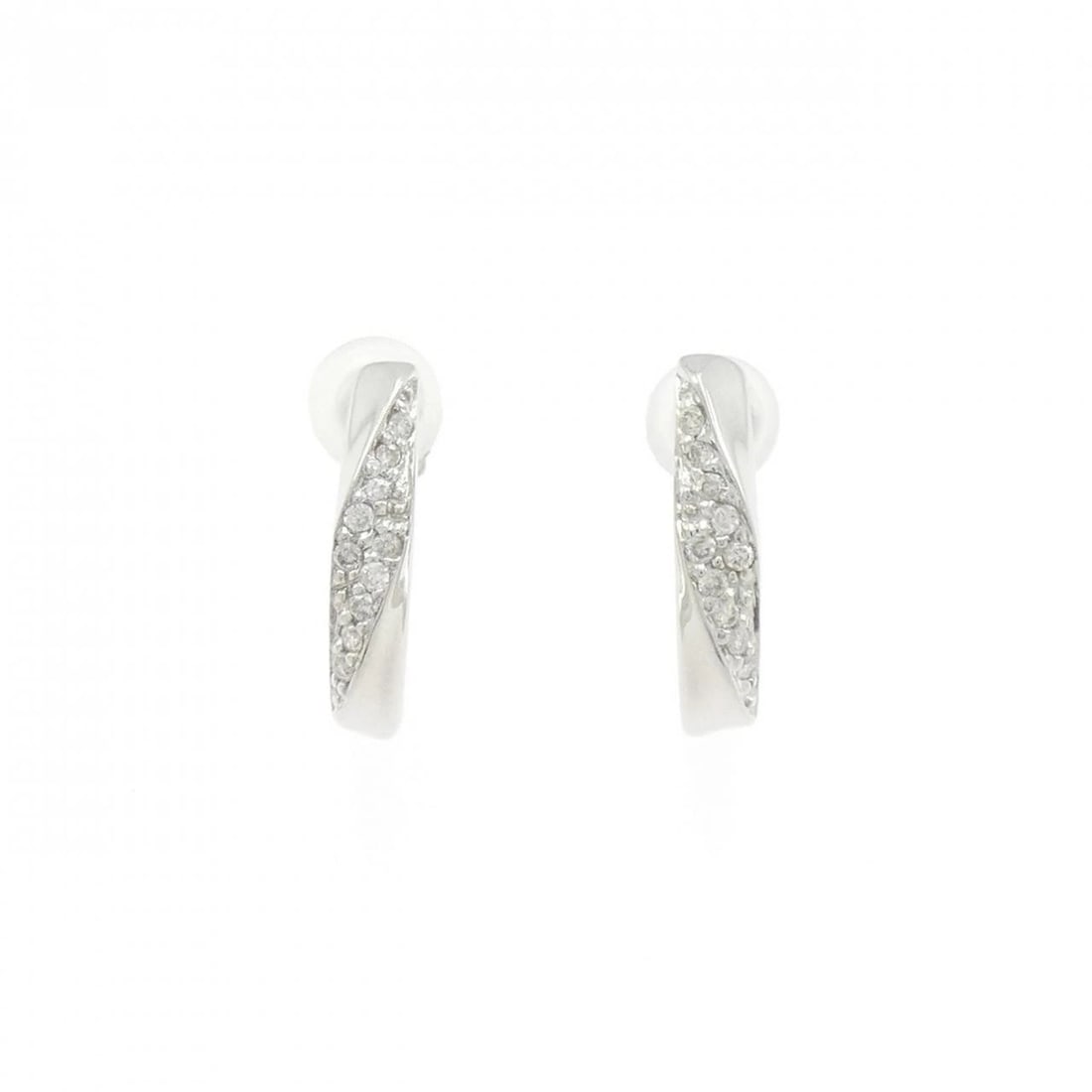 K18WG DIAMOND EARRINGS: K18WG Diamond Earrings Brand: Unbranded Type: Diamond Pierce/Earring Material: K18WG, Color: white Size: Actual Size Approx. height x width: 14.0mm x 3.2mm Accessories: None Accessories