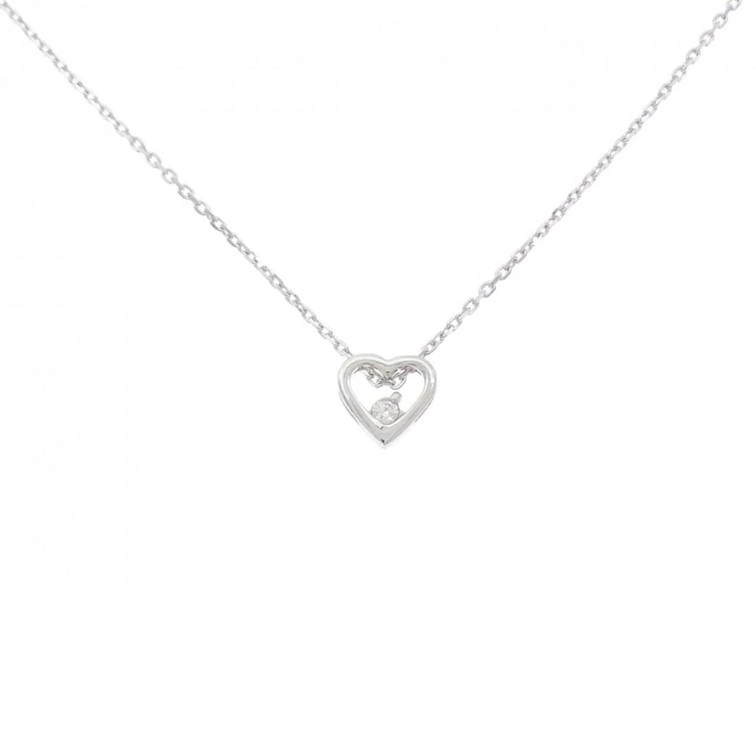 K18WG HEART DIAMOND NECKLACE: K18WG Heart Diamond Necklace Brand: Unbranded Type: Diamond Necklace Material: K18WG, Color: white Size: Actual Size Pendant length approx. x width approx.: 6.3mmx6.5mm Chain maximum width