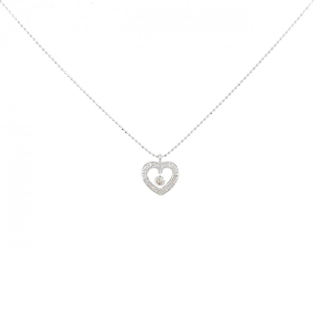 K18WG HEART DIAMOND NECKLACE: K18WG Heart Diamond Necklace Brand: Unbranded Type: Diamond Necklace Material: K18WG, Color: white Size: Actual Size Pendant length approx. x width approx.: 10.1mmx11.2mm Chain maximum width