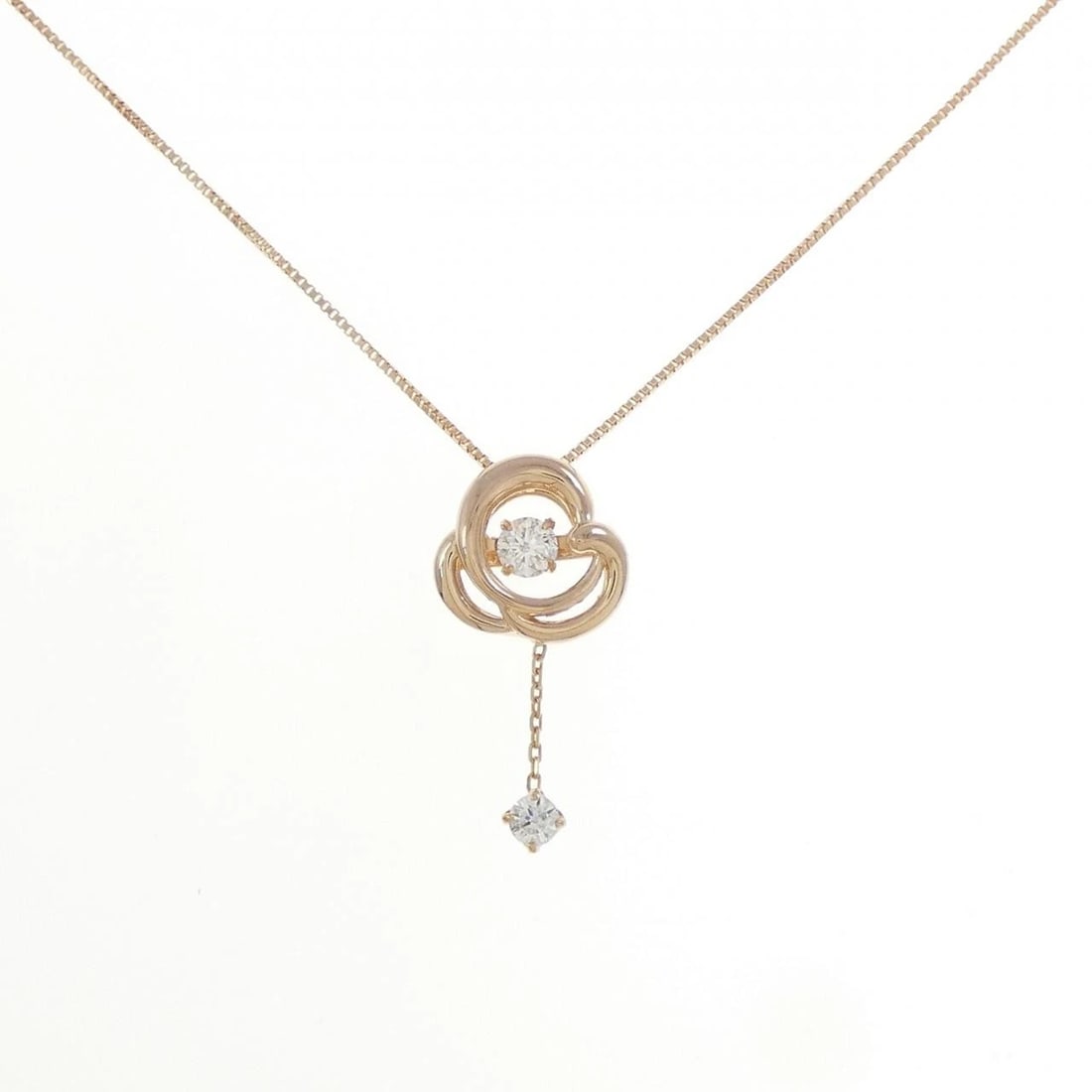 K18PG DIAMOND NECKLACE: K18PG Diamond Necklace Brand: Unbranded Type: Diamond Necklace Material: K18PG, Color: pink Size: Actual Size Pendant length approx. x width approx.: 18.8mmx9.2mm Chain maximum width approx.: