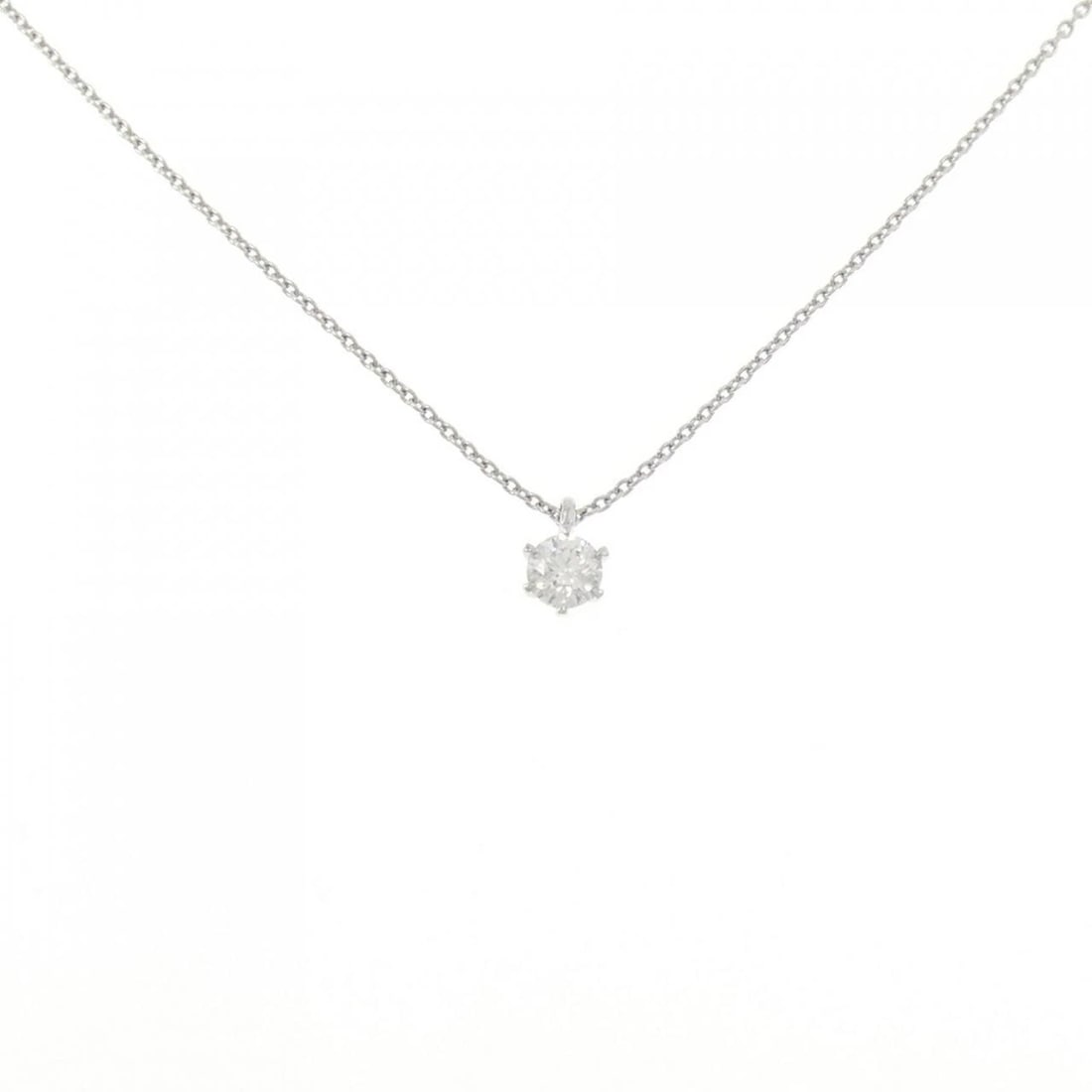 PT900/PT850 DIAMOND NECKLACE: PT900/PT850 Diamond Necklace Brand: Unbranded Type: Necklace Material: PT900/PT850, Color: platinum Size: Actual Size Pendant length approx. x width approx.: 6.4mmx4.2mm Chain maximum width approx