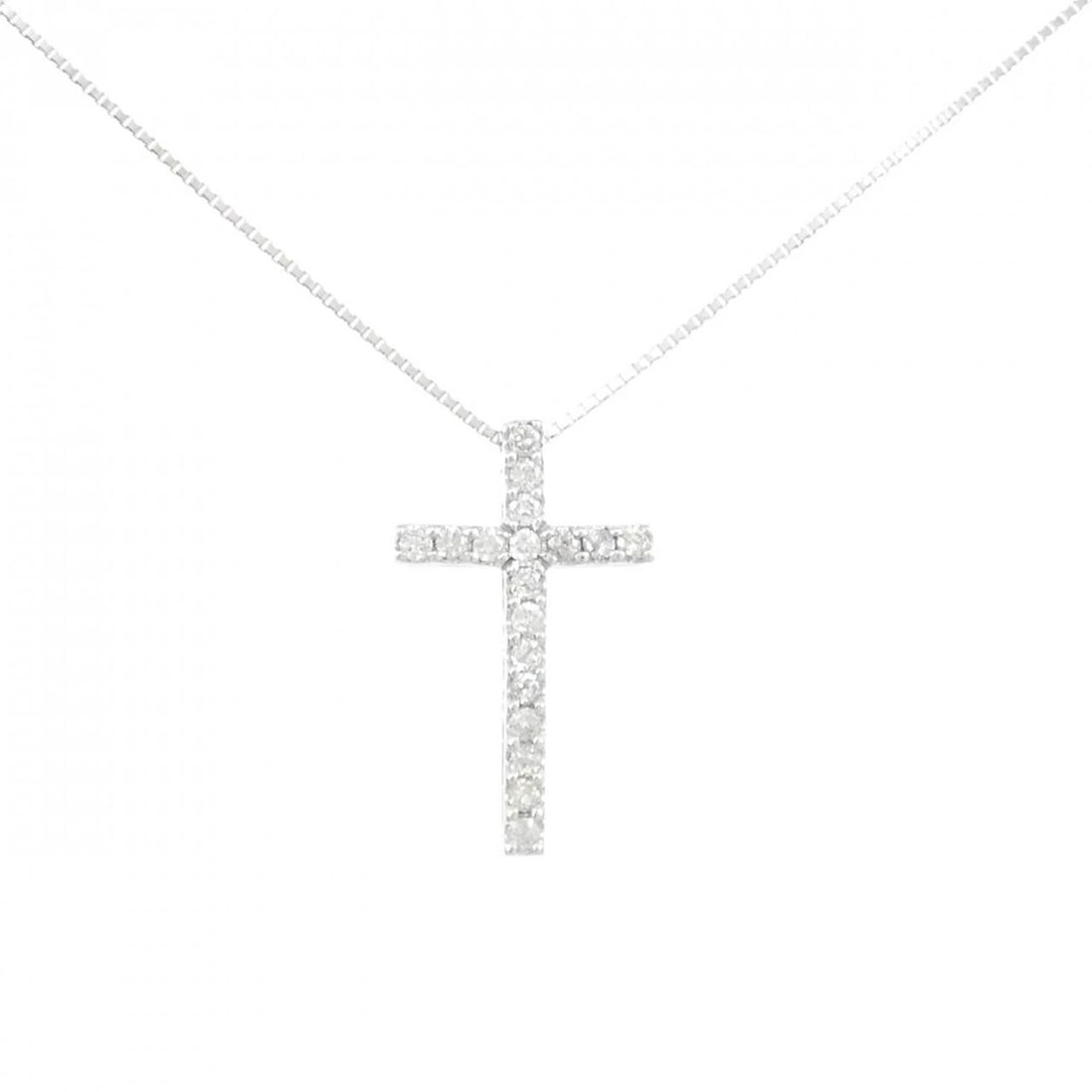 K18WG CROSS DIAMOND NECKLACE: K18WG Cross Diamond Necklace Brand: Unbranded Type: Diamond Necklace Material: K18 white gold, Main Stone/Creation Natural Color: white gold Size: Actual Size Pendant length approx. x width