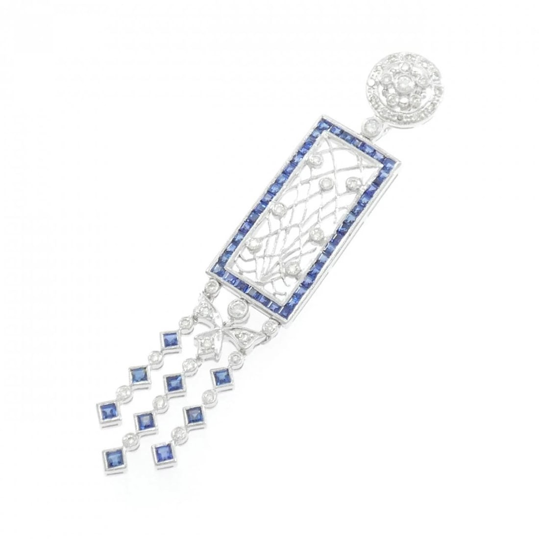 750WG SAPPHIRE PENDANT: 750WG Sapphire Pendant Brand: Unbranded Type: Sapphire Pendant/Brooch Material: 750 white gold, Main Stone/Creation Sapphire Color: white gold Size: Actual Size Approx. height x width: 68.7mm