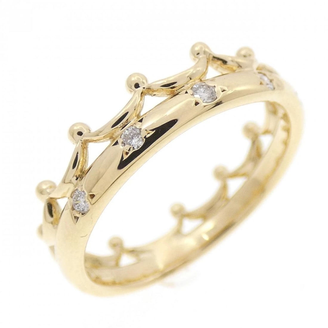 K18YG CROWN DIAMOND RING: K18YG Crown Diamond Ring Brand: Unbranded Type: Diamond Ring Material: K18 yellow gold, Main Stone/Creation Natural Color: Yellow Gold Size: US 6 Accessories: None Accessories Notice: When