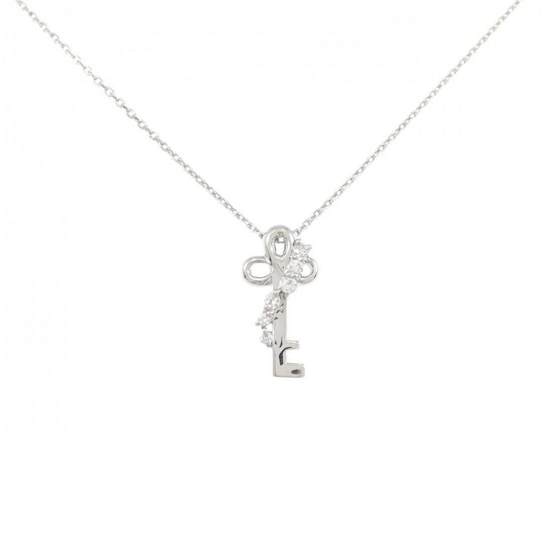 PT900/PT850 KEY DIAMOND NECKLACE: PT900/PT850 Key Diamond Necklace Brand: Unbranded Type: Diamond Necklace Material: Platinum900/850, Main Stone/Creation Natural Color: Platinum Size: Actual Size Pendant length approx. x width