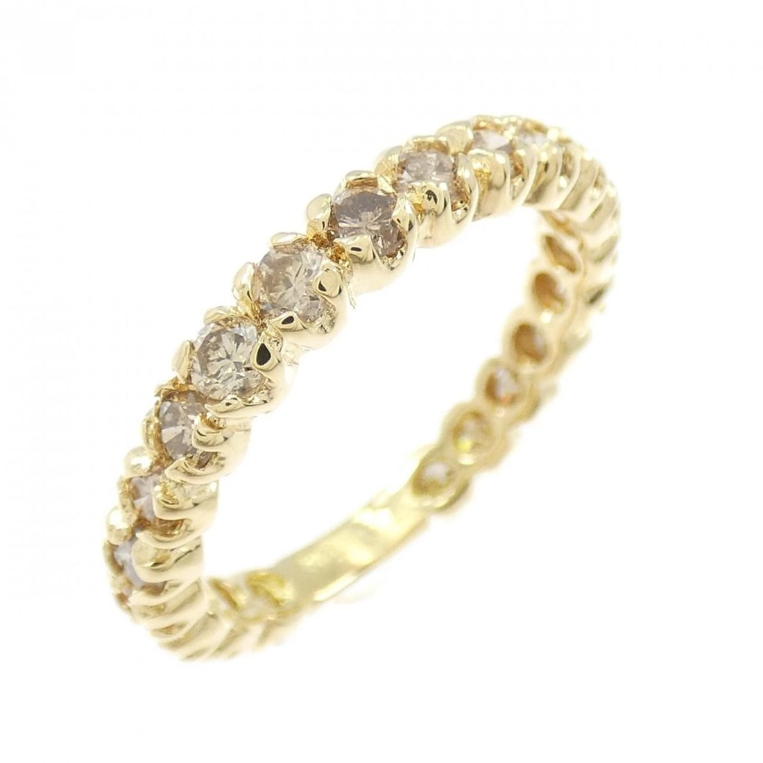 K18YG HALF ETERNITY DIAMOND RING: K18YG Half Eternity Diamond Ring Brand: Unbranded Type: Diamond ring Material: K18 yellow gold, Main Stone/Creation Natural Color: Yellow Gold Size: US 5 Accessories: None Accessories Notice: