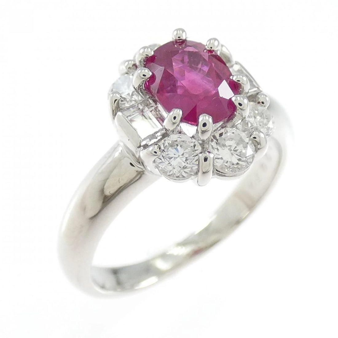 PT900 RUBY RING: PT900 Ruby Ring Brand: Unbranded Type: Ruby ring Material: Platinum900, Main Stone/Creation Ruby Color: Platinum Size: US 5.75 Accessories: None Accessories Notice: When purchasing pre-own