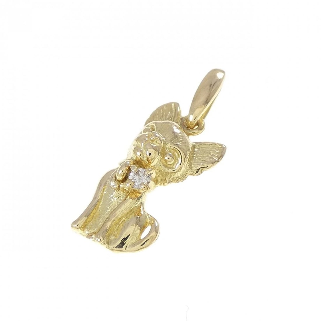 K18YG DOG DIAMOND PENDANT: K18YG Dog Diamond Pendant Brand: Unbranded Type: Diamond Pendant/Brooch Material: K18 yellow gold, Color: Yellow Gold Size: Actual Size Approx. height x width: 22.3mm x 9.0mm Accessories: