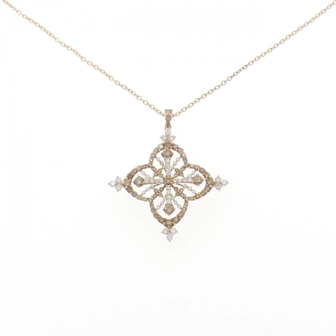 K18PG DIAMOND NECKLACE: K18PG Diamond Necklace Brand: Unbranded Type: Diamond Necklace Material: K18 Pink Gold, Main Stone/Creation Natural Color: Pink Gold Size: Actual Size Pendant length approx. x width approx.: