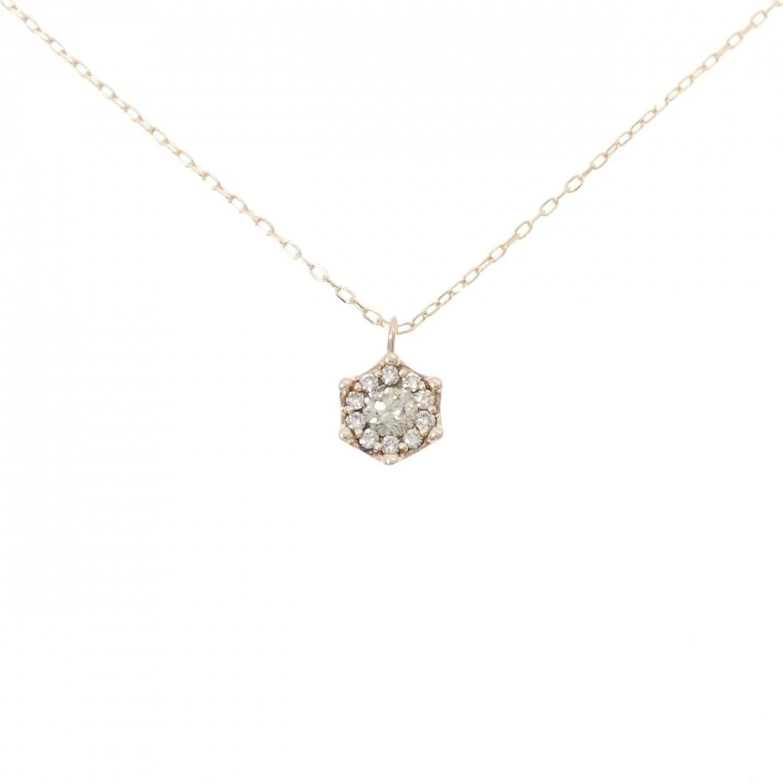 K18PG DIAMOND NECKLACE: K18PG Diamond Necklace Brand: Unbranded Type: Diamond Necklace Material: K18 Pink Gold, Main Stone/Creation Natural Color: Pink Gold Size: Actual Size Pendant length approx. x width approx.: