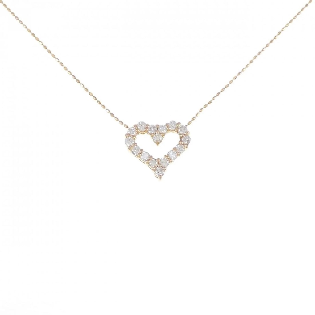 K18PG HEART DIAMOND NECKLACE: K18PG Heart Diamond Necklace Brand: Unbranded Type: Diamond Necklace Material: K18 Pink Gold, Main Stone/Creation Natural Color: Pink Gold Size: Actual Size Pendant length approx. x width