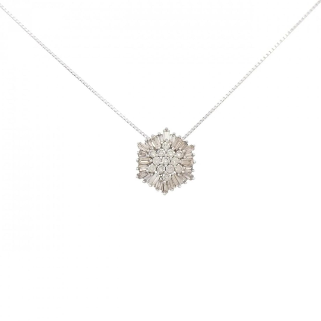 K18WG DIAMOND NECKLACE: K18WG Diamond Necklace Brand: Unbranded Type: Diamond Necklace Material: K18 white gold, Main Stone/Creation Natural Color: white gold Size: Actual Size Pendant length approx. x width approx.: