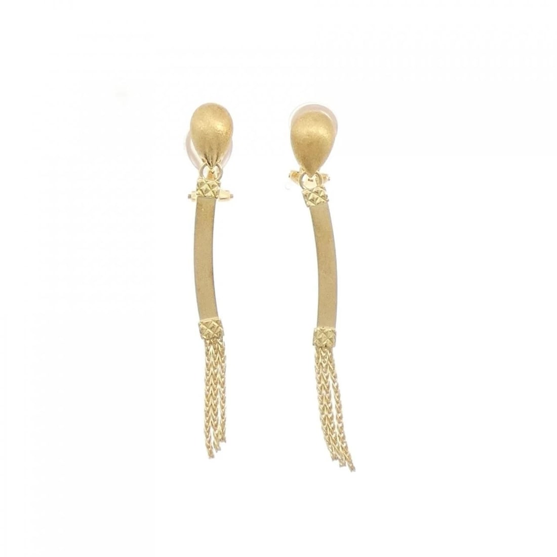 K18YG PIERCE/EARRING: K18YG Pierce/Earring Brand: Unbranded Type: Pierce/Earring Material: K18 yellow gold, Color: Yellow Gold Size: Actual Size Approx. height x width: 58.0mm x 7.2mm Accessories: None Accessories