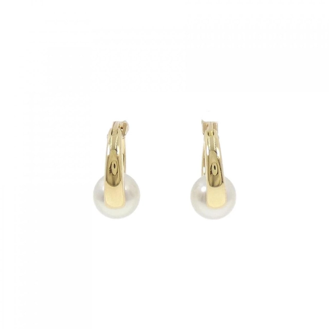 18K YELLOW GOLD HOOP AKOYA PEARL PIERCE: 18K Yellow Gold Hoop Akoya Pearl Pierce Brand: Unbranded Type: Akoya Pearl Pierce/Earring Material: K18 yellow gold, Main Stone/Creation Akoya Pearl Color: Yellow Gold Size: Actual Size Approx. he